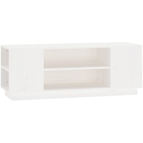 Maison Chic TV omarica - TV stojalo - Televizijska omarica bela 110x35x40,5 cm trdna borovina, (21700168) Slike