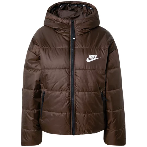 Nike Sportswear Zimska jakna tamno smeđa / bijela
