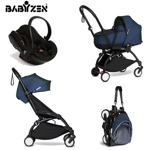 BABYZEN yoyo² otroški voziček 3v1 air france blue (black frame) + izi go modular™ x1 by besafe® black