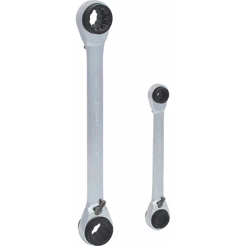 Ks Tools Komplet dvojnih obročastih ključev z ragljo GEARplus 4 v 1, preklopna izvedba, 2 kosa, širina zeva 8 - 19 mm