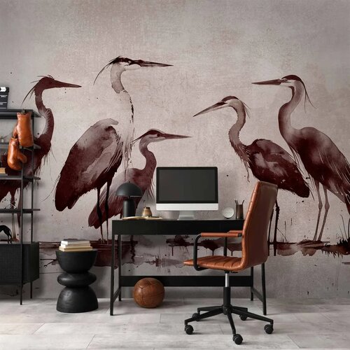  Foto tapeta - Herons painted with ink 245x175 Samoljepljiva Slike