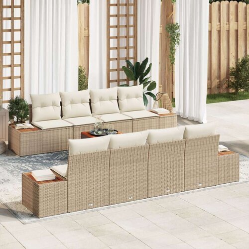  9-dijelni vrtni sofa set s jastučićima bež poli ratan akacija Cijene