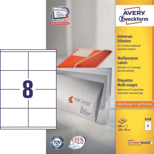 Avery Zweckform Univerzalne etikete 105 x 70 mm, 100/1 Slike