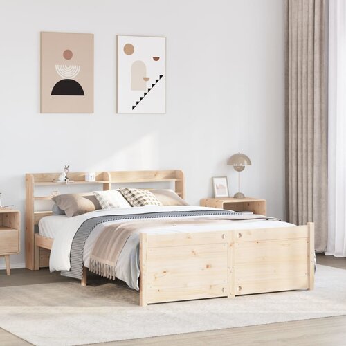 VidaXL Posteljni okvir z vzglavjem 160x200 cm trdna borovina Slike