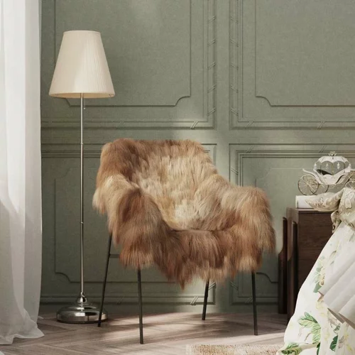 Navlaka za stolicu od islandske ovčje kože smeđa 70 x 110 cm