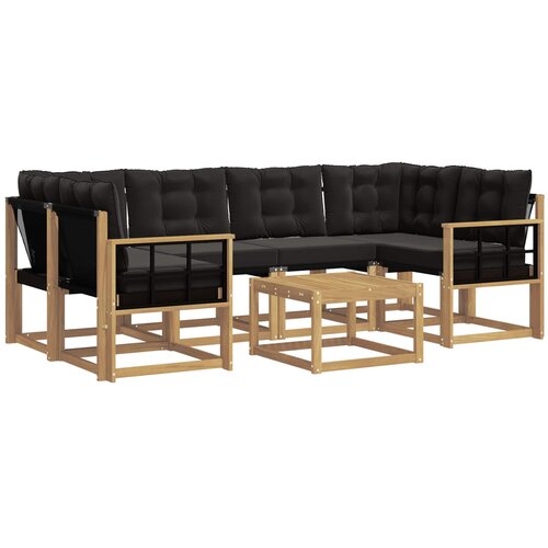 vidaXL Zunanja garnitura za sedenje z blazino 7 pcs Bela in črna, (5000272612) Cene