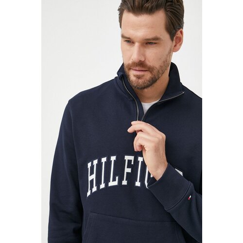Tommy Hilfiger Pamučna dukserica za mu&amp;scaron;karce, boja: tamno plava, s aplikacijom Slike
