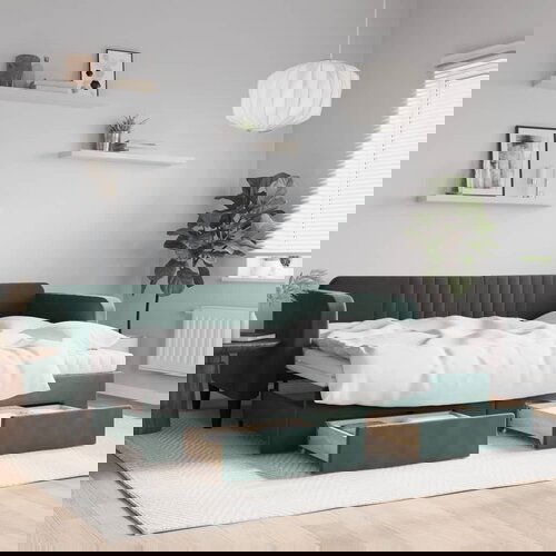  The Living Store Izvlečna dnevna postelja s predali temno zelena 80x200 cm žamet - Izvlečna Dnevna Postelja, (21489157) Slike