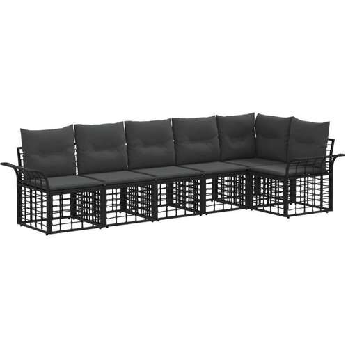  Set vanjskih sofa s jastukom 6 pcs Crna i tamno siva Poliester Cijene