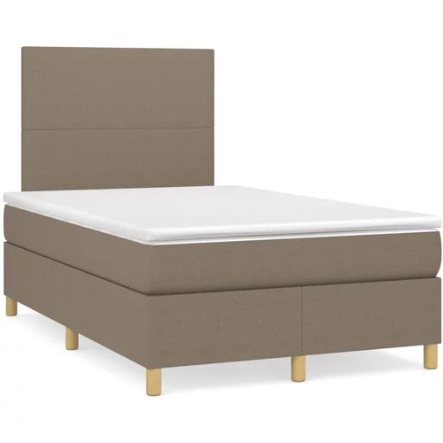 vidaXL Box spring postelja z vzmetnico taupe 120x190 cm blago