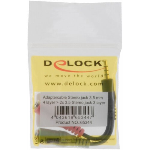 Delock Adapter-AVDIO Jack 3,5M 4-pin - 2x3,5Ž stereo OMTP 65344 Slike