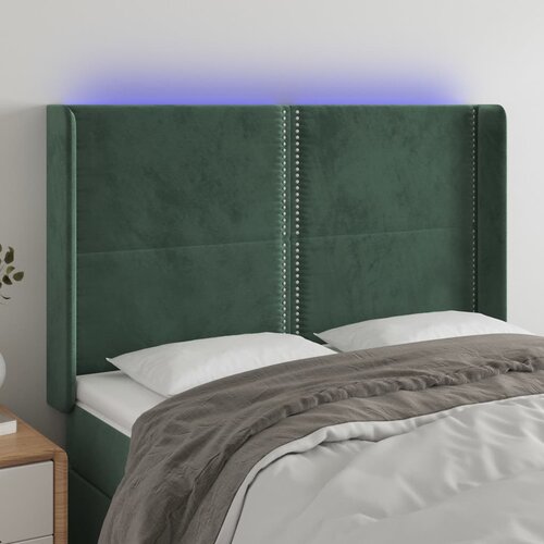  the living store led posteljno vzglavje temno zeleno 147x16x118/128 cm žamet - led vzglavje, (21488001) Slike