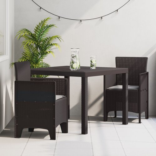 VidaXL Jedilna garnitura za vrt Set 3 Rjava Plastična smola Ergonomska Slike