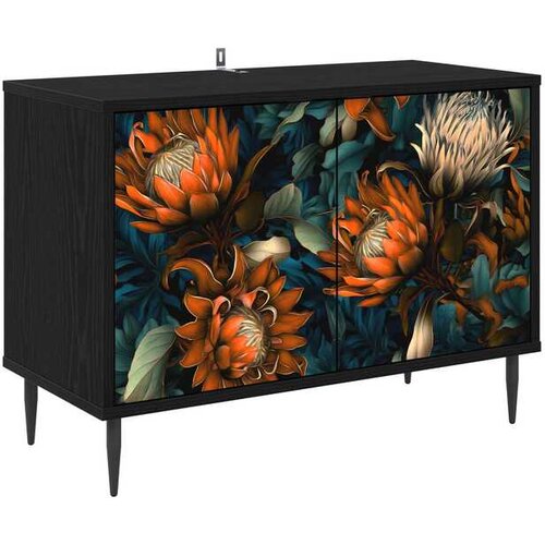vidaXL TV ormar LOCHEM 69 x 33 x 50 5 cm Crni hrast Konstruirano drvo - Narančasti uzorak Cene