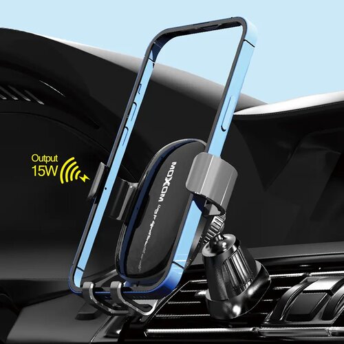  Držač za mobilni telefon MOXOM MX-VS84 bežično punjenje crni Slike
