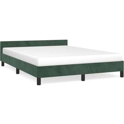 VidaXL Posteljni okvir z vzglavjem temno zelen 140x190 cm žamet, (20739314) Slike