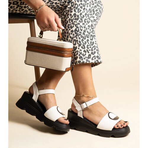Gemre White wedge sandals in eco leather Maddison Cene