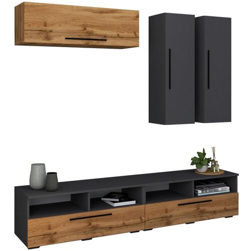 MID.YOU Dnevni Regal Arila, Barva Hrasta, Antracit, 5-Delno Cene