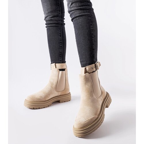 Gemre Beige ankle boots with decorative fastening Abela Cene