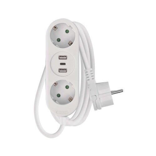  Podaljšek 1,5 m / 2 vtičnic+2×USB A+1×USB C / beli / PVC / 1,5 mm2 Cene