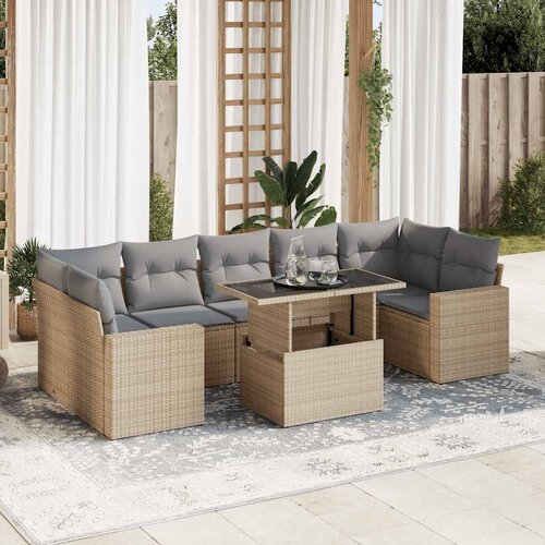  8-dijelni set vrtnih sofa od poliratana s jastucima Slike