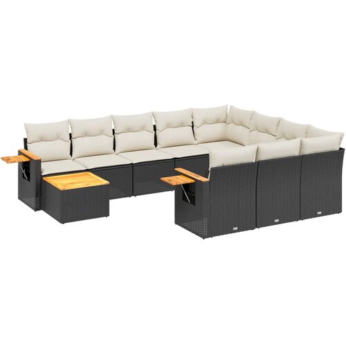  11-dijelni set vrtnih sofa od poliratana s jastucima crni Crna 85 x 62 x 69 cm Slike