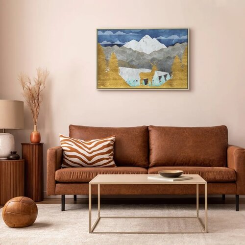  Slika - Golden Land (1 Part) Wide 120x80 U prirodnom drvenom okviru Slike