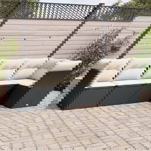 vidaXL 5-dijelna vrtna garnitura od poliratana s jastucima crna Cijene