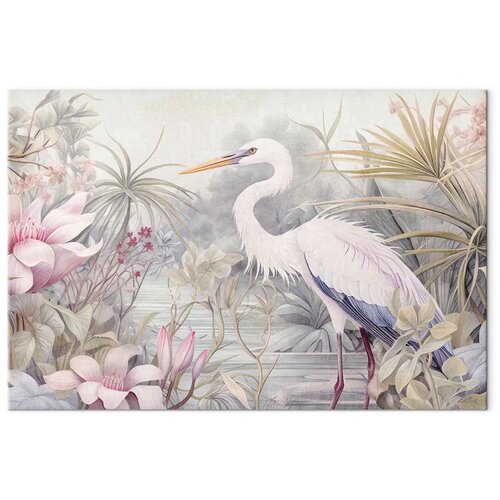  Slika - Heron wading in a pond - illustration in bright colours 120x80 Akustična Cene