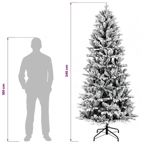  Umjetno božićno drvce s nogom 240 cm PVC i PE Zelena i bijela - Zelena i bijela 240 cm bez LED svjetala Slike