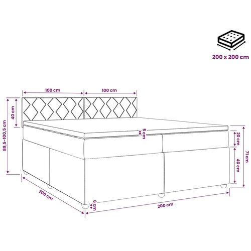  Boxspring krevet s madracem Sivosmeđa 200 x 200 cm Tkanina - Sivosmeđa 200 x 200 cm Dizajn s rombovima Slike