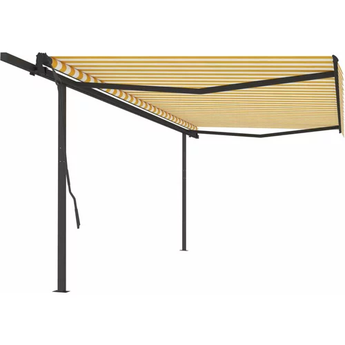  Avtomatsko zložljiva tenda s stebrički 5x3,5 m rumena in bela, (20703274)