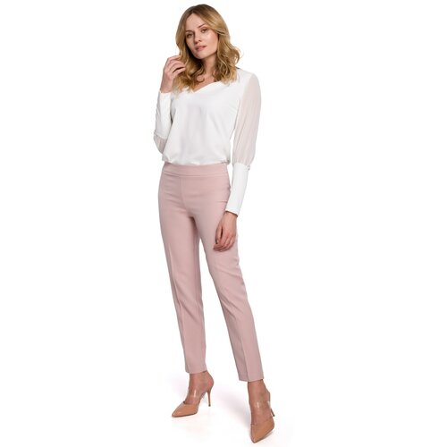 Makover Ženske hlače K055 bijele | pink Slike