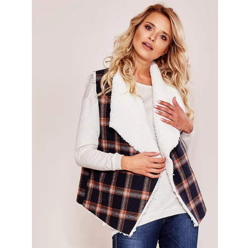 Fashion Hunters A navy blue checked vest