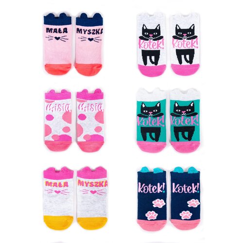 Yoclub Kids's Cotton Baby Girls' Socks Patterns Colors 6-pack SKC/3D-EARS/6PAK/GIR/001 Slike
