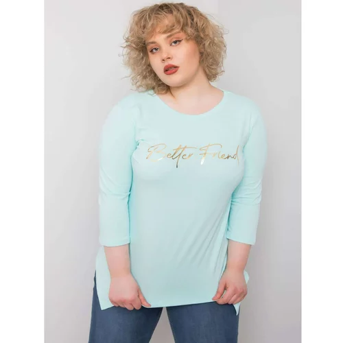 Fashion Hunters Light blue blouse with an inscription