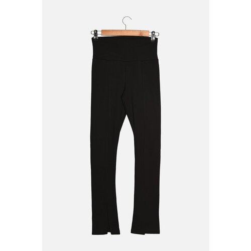 Trendyol Black Slit Detailed Knitted Leggings Slike