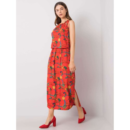 Fashion Hunters RUE PARIS Red dress with a pattern Slike