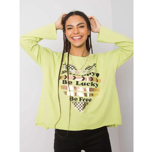 Fashion Hunters Light green cotton blouse with a print