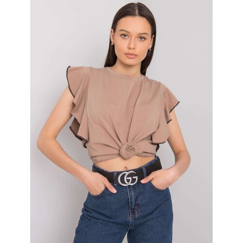 Fashion Hunters Dark beige blouse with decorative sleeves Slike