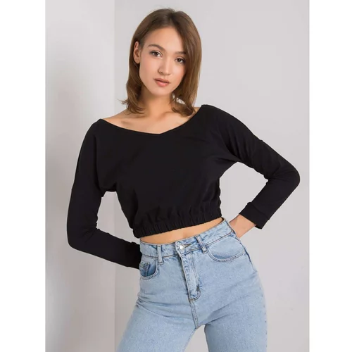 Fashion Hunters RUE PARIS Black blouse with long sleeves