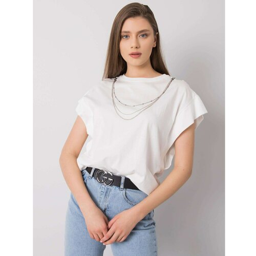Fashion Hunters RUE PARIS White t-shirt with a necklace Slike