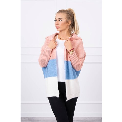 Kesi Three-color hooded sweater powder pink+azure+ecru Cene