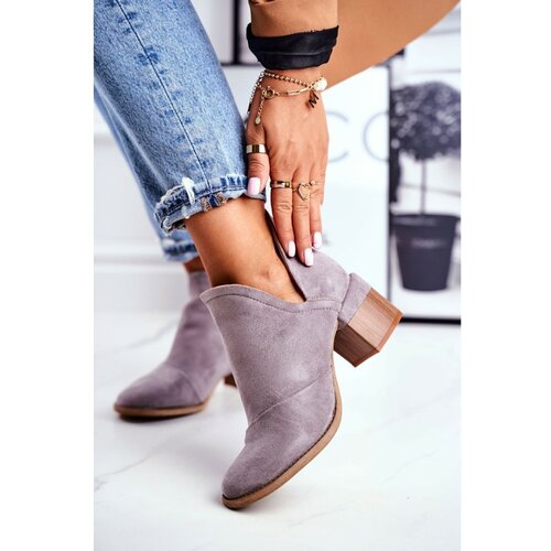Kesi Women’s Boots On High Hee Trimmed Grey Mini Meliori Slike