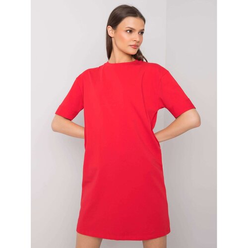 Fashion Hunters Basic red dress with rolled up sleeves Slike