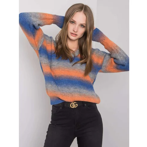 Fashion Hunters RUE PARIS Women's blue and orange sweater