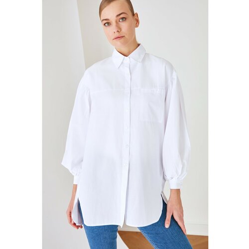 Trendyol White Shirt Collar Tunic Cene