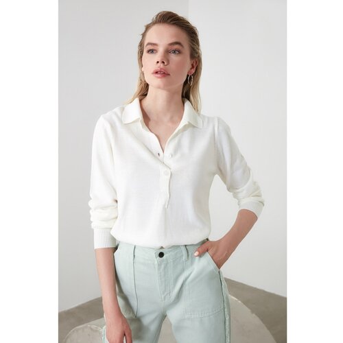 Trendyol Ecru Polo Collar Knitwear Sweater Slike