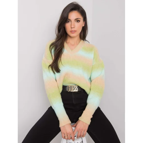 Fashion Hunters RUE PARIS Green-beige women's sweater