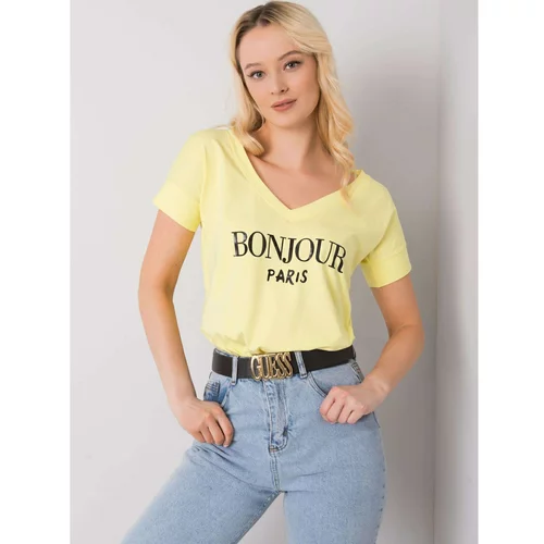 Fashion Hunters Yellow women's t-shirt with print